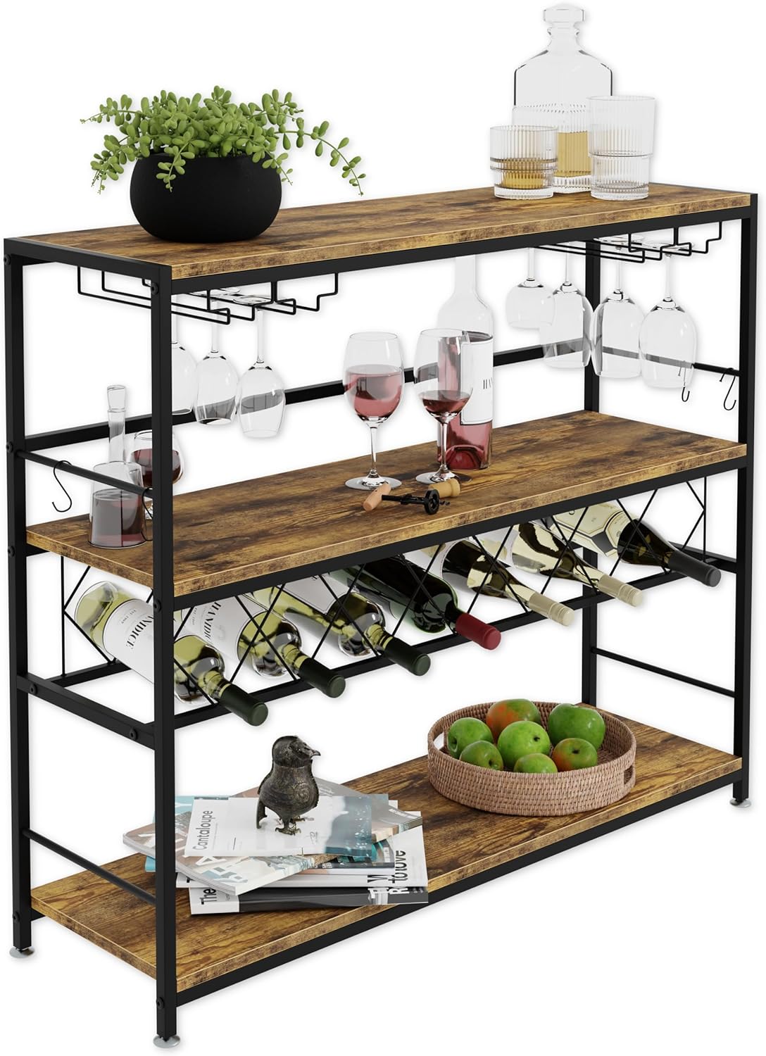 CARLA HOME Large Wine Rack with Glass Holder CARLA HOME Large Wine Rack with Glass Holder