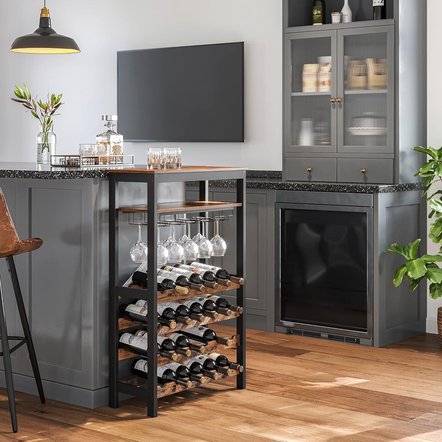 CARLA HOME Large Wine Rack with Glass Holder