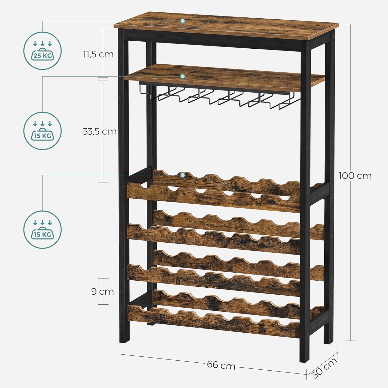 CARLA HOME Large Wine Rack with Glass Holder