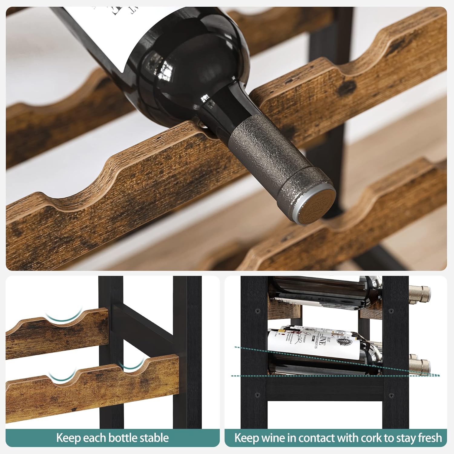 CARLA HOME Large Wine Rack with Glass Holder