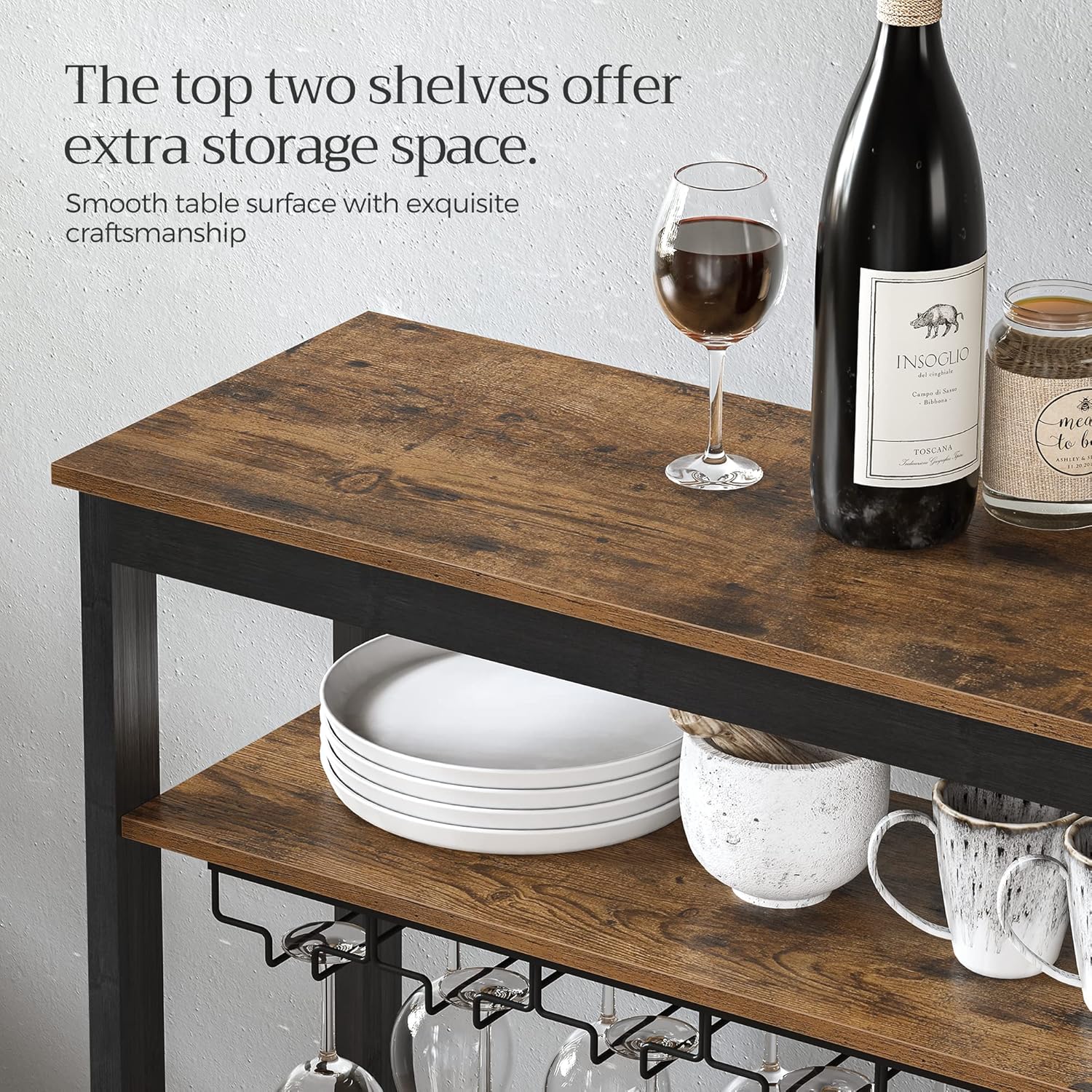 CARLA HOME Large Wine Rack with Glass Holder