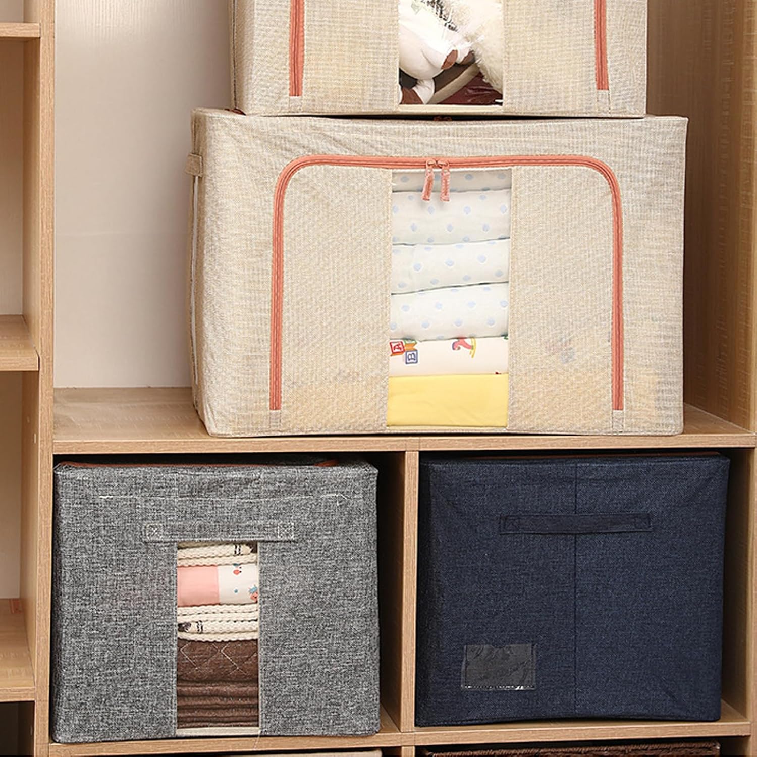 CARLA HOME 3 pack Large Clothes Storage Bins with Lids for Clothing