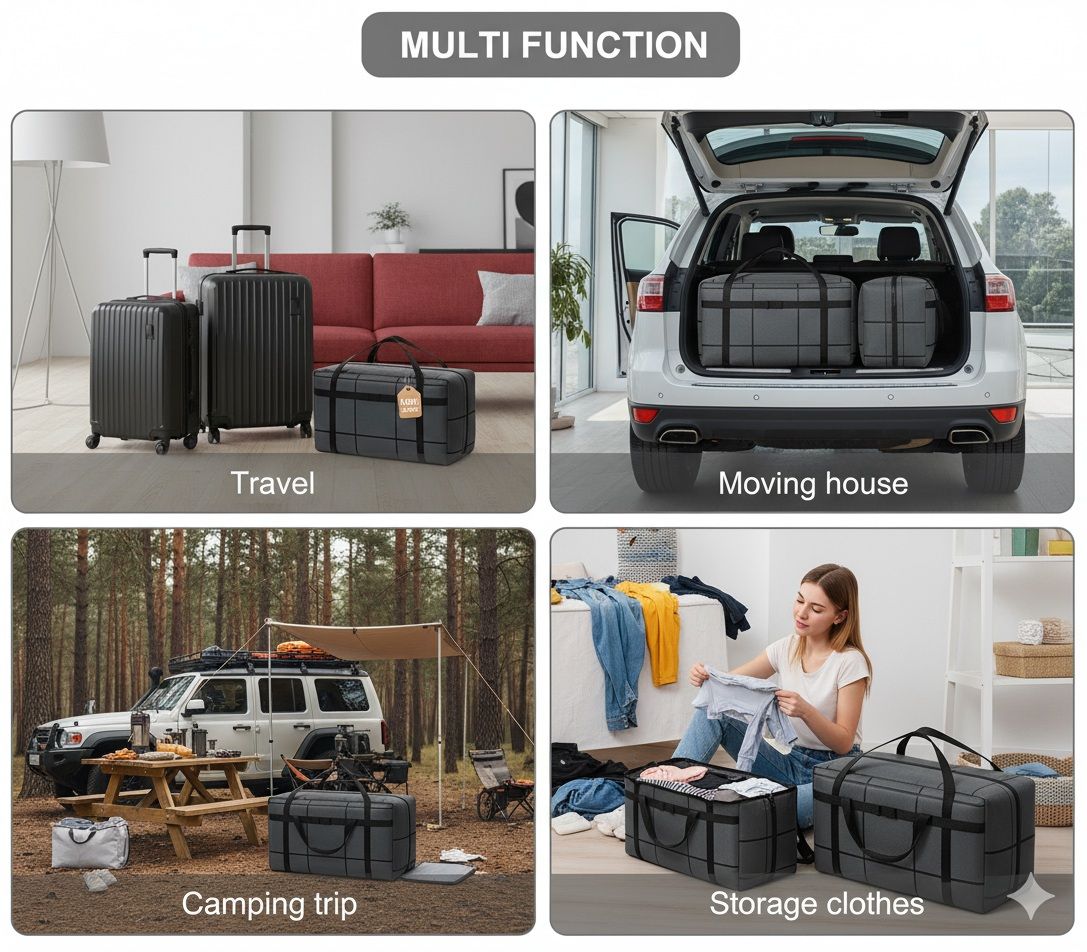 CARLA HOME 4-Pack 180L Extra Large Moving Storage Bags with Handles & Duty Zippered for Clothes