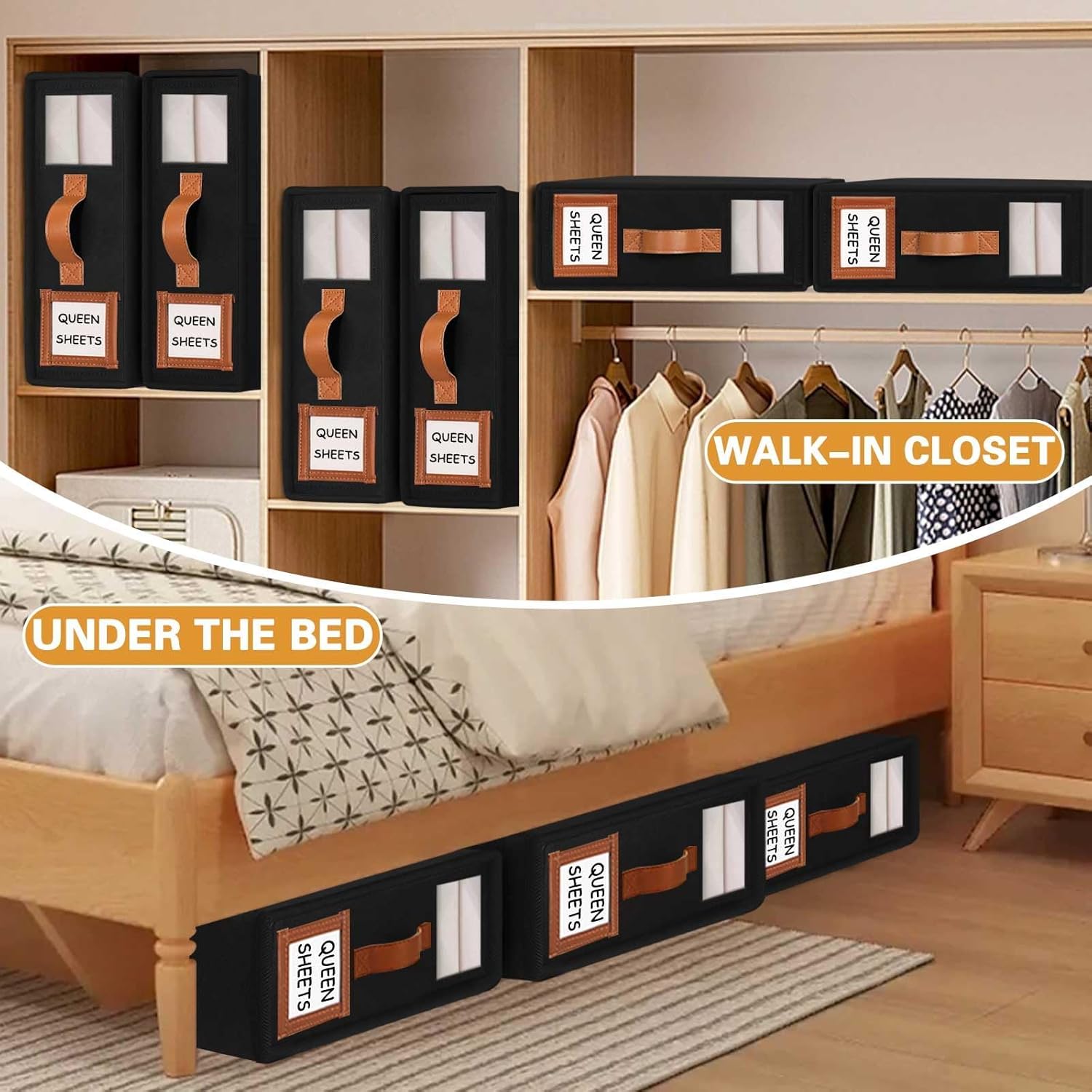 CARLA HOME Bed Sheet Organizer Set of 8 with Handle & Window for Covers