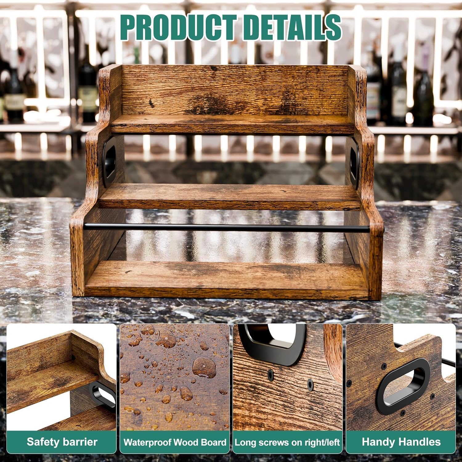 CARLA HOME 3-Tier Liquor Bottle Display Shelf Rack Bar Organizer for Whiskey