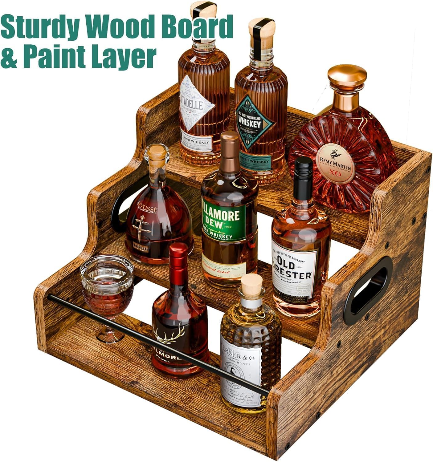 CARLA HOME 3-Tier Liquor Bottle Display Shelf Rack Bar Organizer for Whiskey