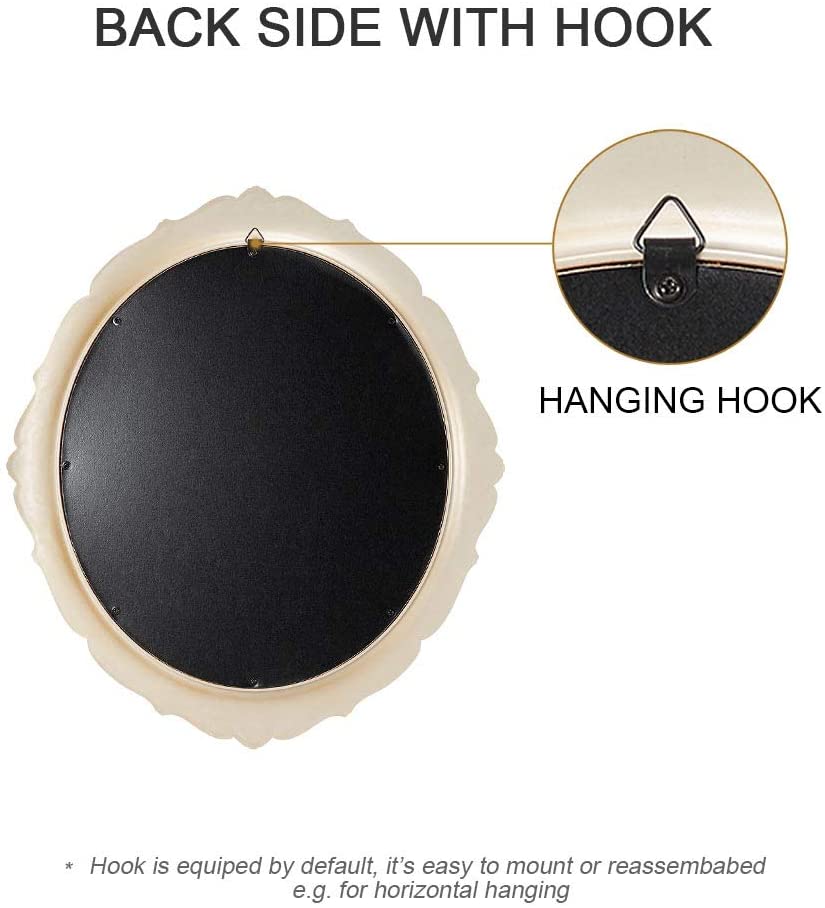 Oval Antique Vintage Hanging Wall Mirror for Bedroom and Livingroom (Gold