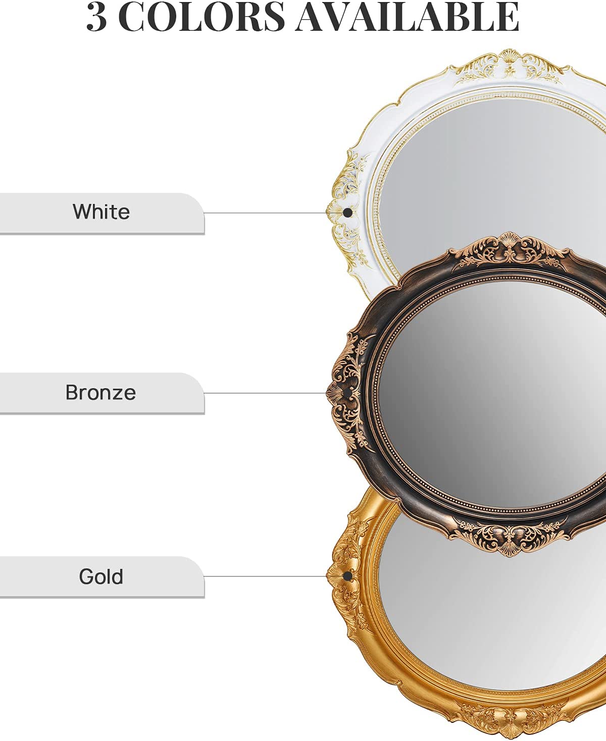 Oval Antique Vintage Hanging Wall Mirror for Bedroom and Livingroom (Gold