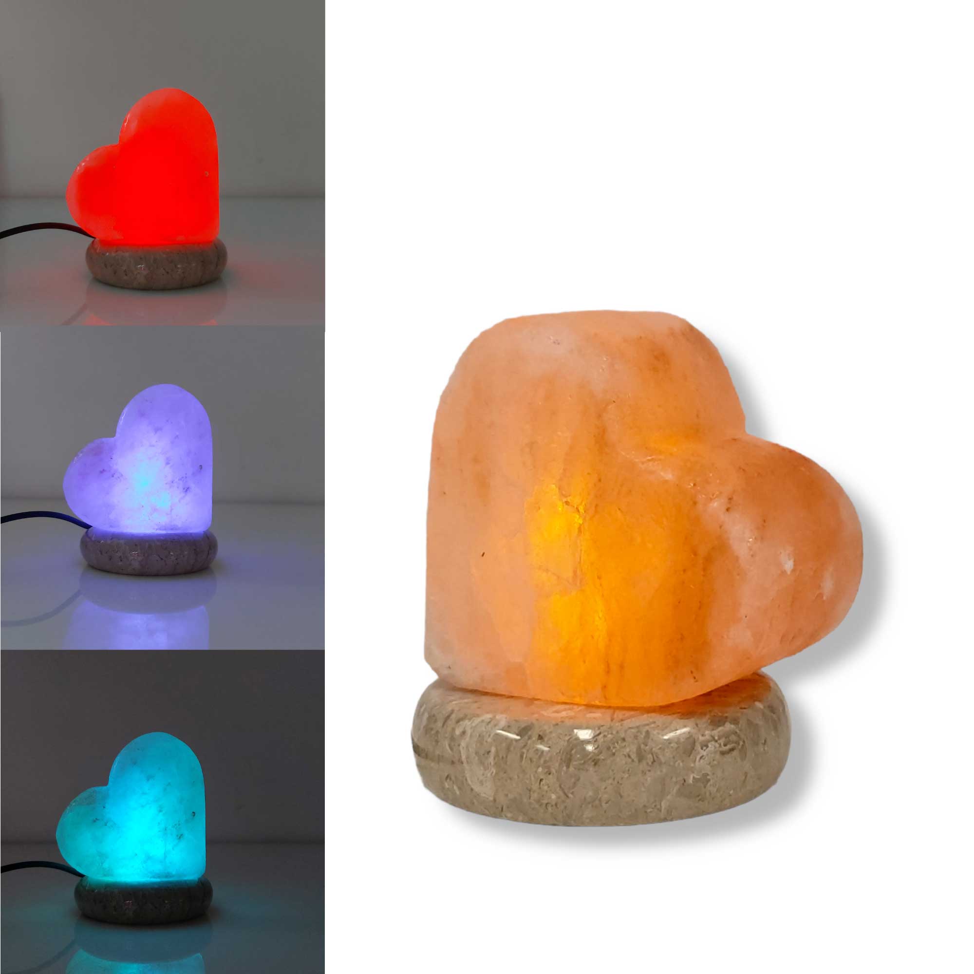 USB Colour Changing Salt Himalayan Lamp - Heart Love Shape Pink Rock LED Light USB Colour Changing Salt Himalayan Lamp - Heart Love Shape Pink Rock LED Light
