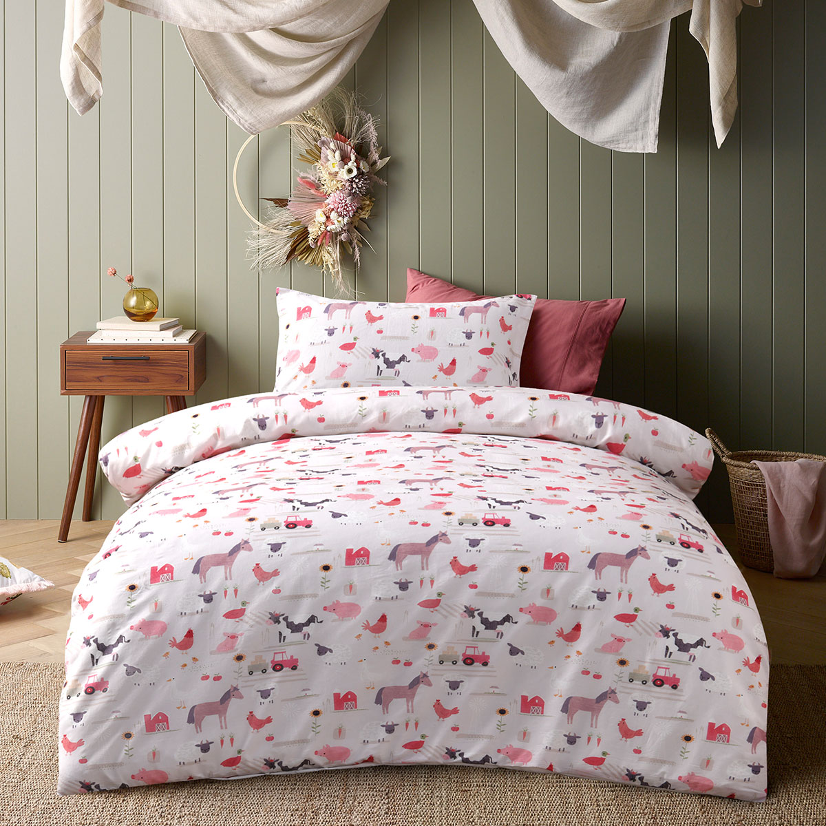Happy Kids Farmyard Friends Washed Quilt Cover Set Single Happy Kids Farmyard Friends Washed Quilt Cover Set Single