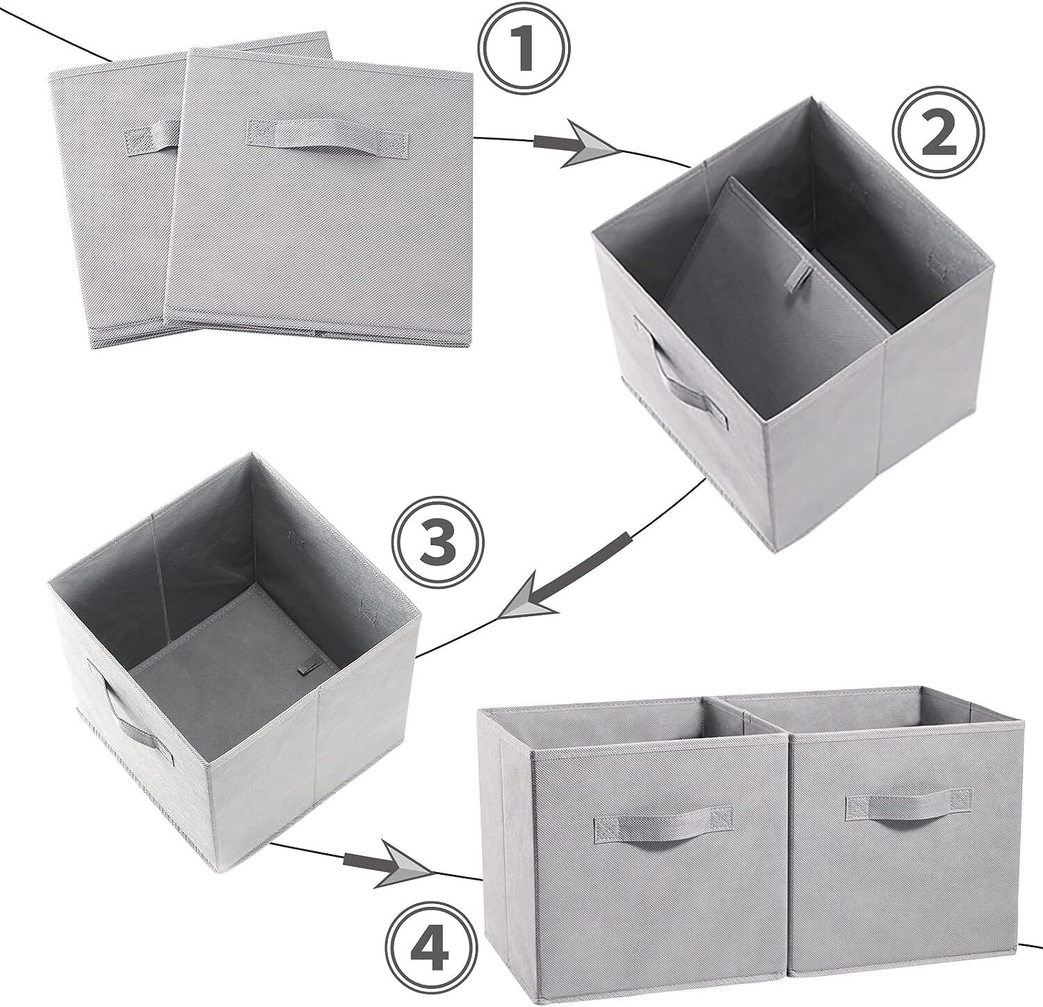 SORTI 27x28x27 CM Dark Blue 8-Pack Foldable Storage Cubes - Fabric Bookcase Organizers for Toys and More