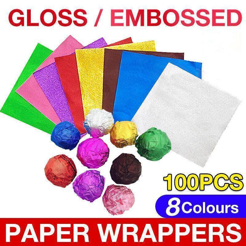 100PCS Tin Foil Aluminium Wrapping Square Chocolate Wrappers 15CM - Purple/Gloss