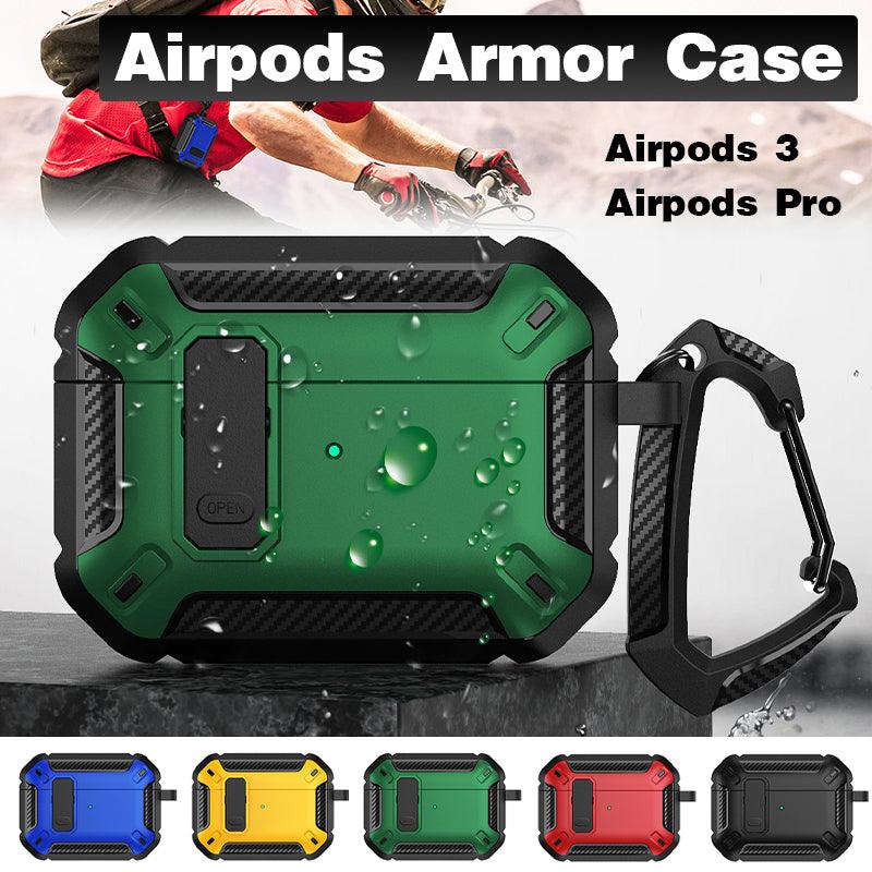 For Apple AirPods pro and pro2 Case Armor Earphone Heavy Duty Shockproof Cover - Black&Green For Airpods 3