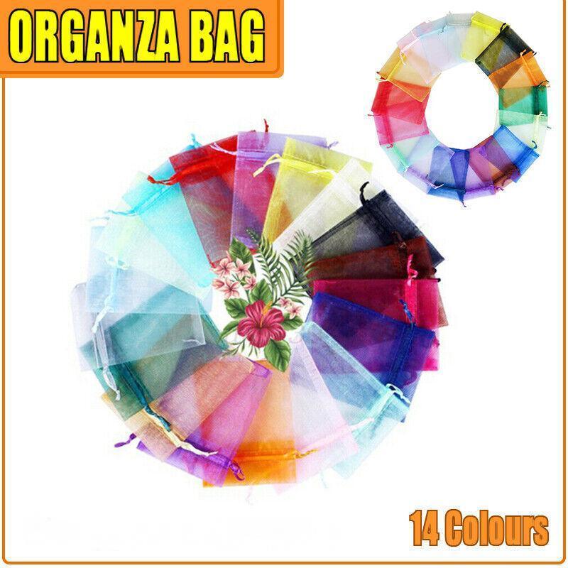 50PCS Organza Bag Sheer Bags Jewellery Wedding Candy Packaging Sheer Bags 9*12 cm - Grey/50PCS
