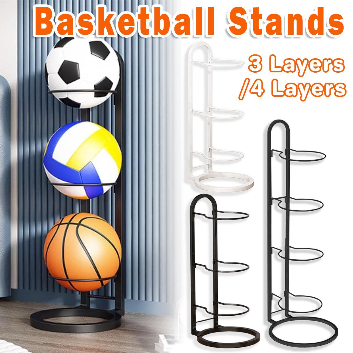 3/4Tier Basketball Stand Ball Organizer Storage Rack Basketball Equipment Holder - White-3 Layers 3/4Tier Basketball Stand Ball Organizer Storage Rack Basketball Equipment Holder - White-3 Layers