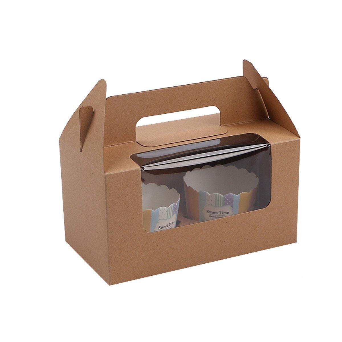 25pcs Portable Cupcake Packaging Box with Transparent Window for Easy Opening - Marble-4Cup