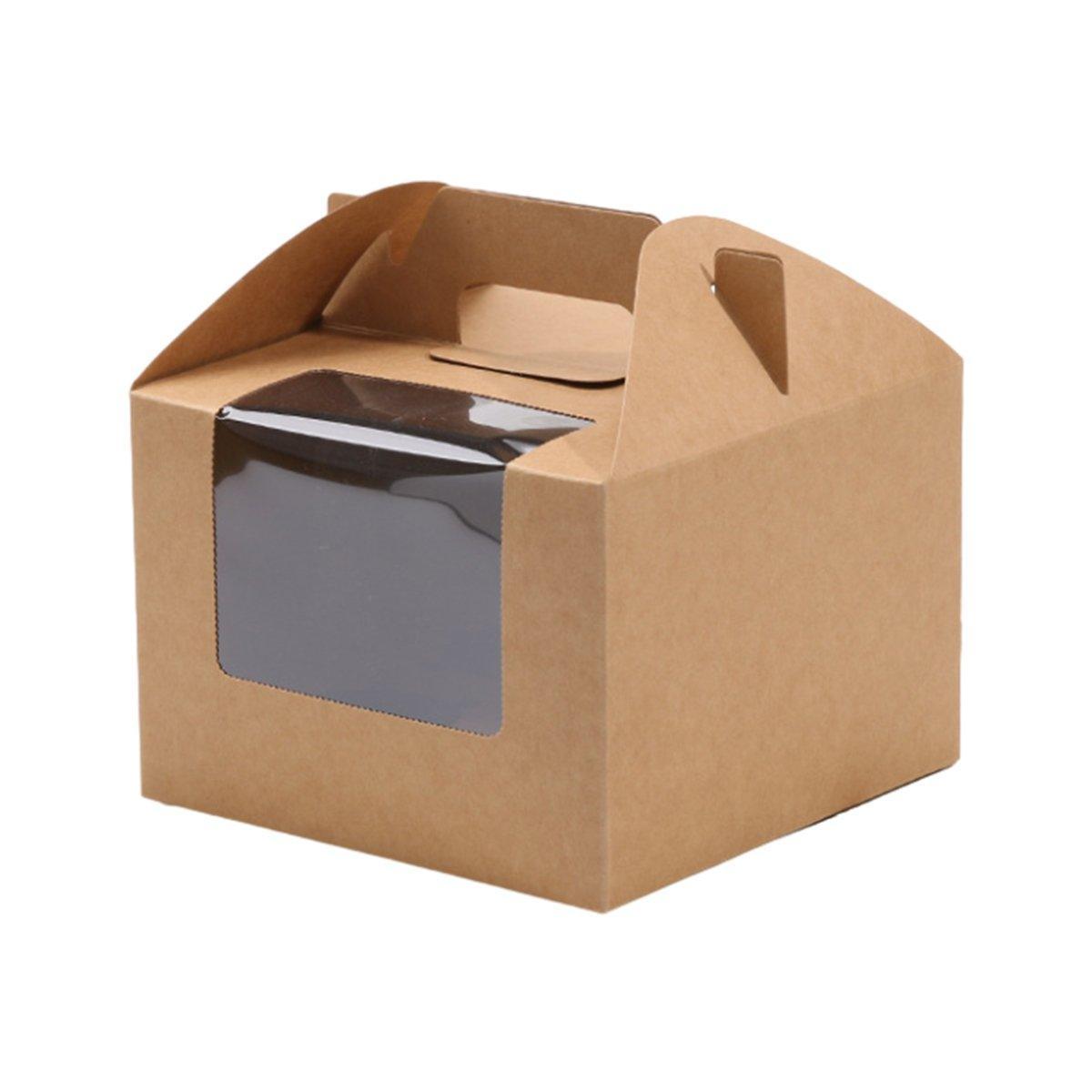 25pcs Portable Cupcake Packaging Box with Transparent Window for Easy Opening - Marble-4Cup