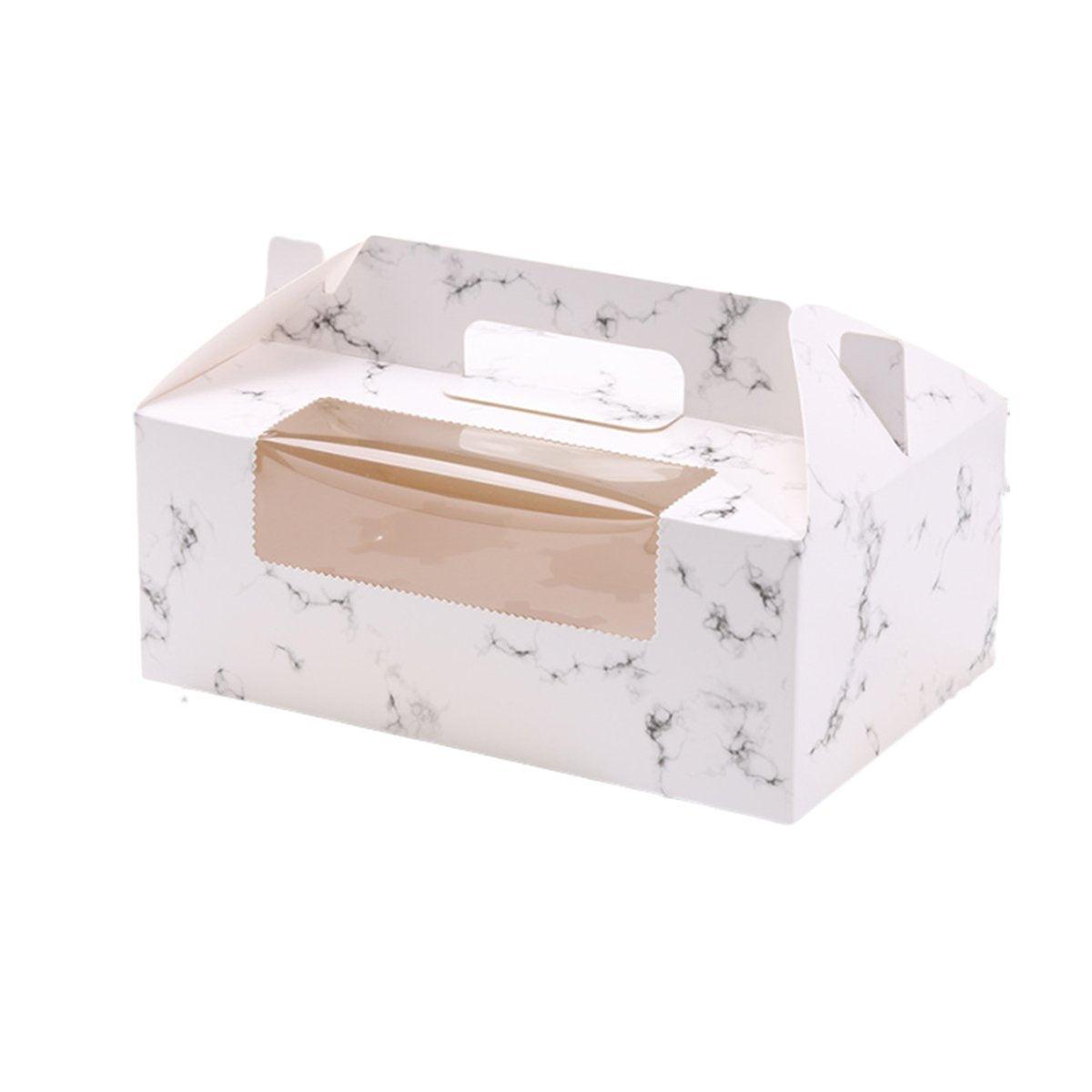 25pcs Portable Cupcake Packaging Box with Transparent Window for Easy Opening - Marble-4Cup