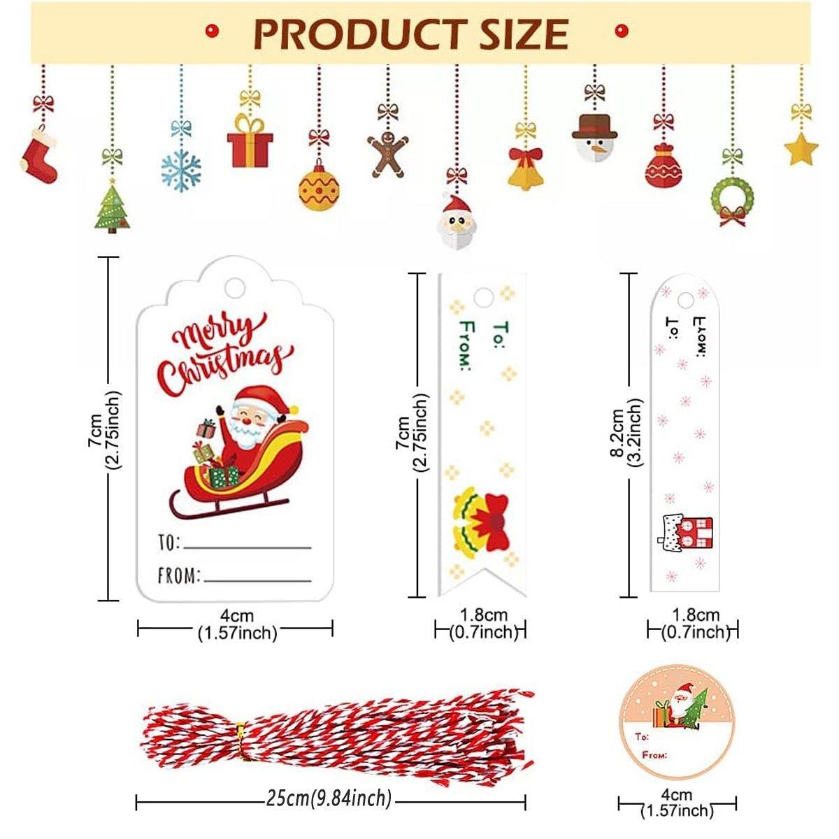 50PCS Christmas Kraft Paper Gift Tags Vintage Holiday Party Card Packaging Decor - 6