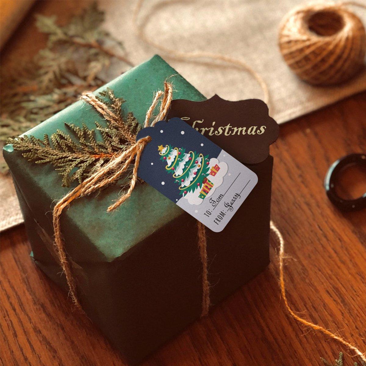 50PCS Christmas Kraft Paper Gift Tags Vintage Holiday Party Card Packaging Decor - 6