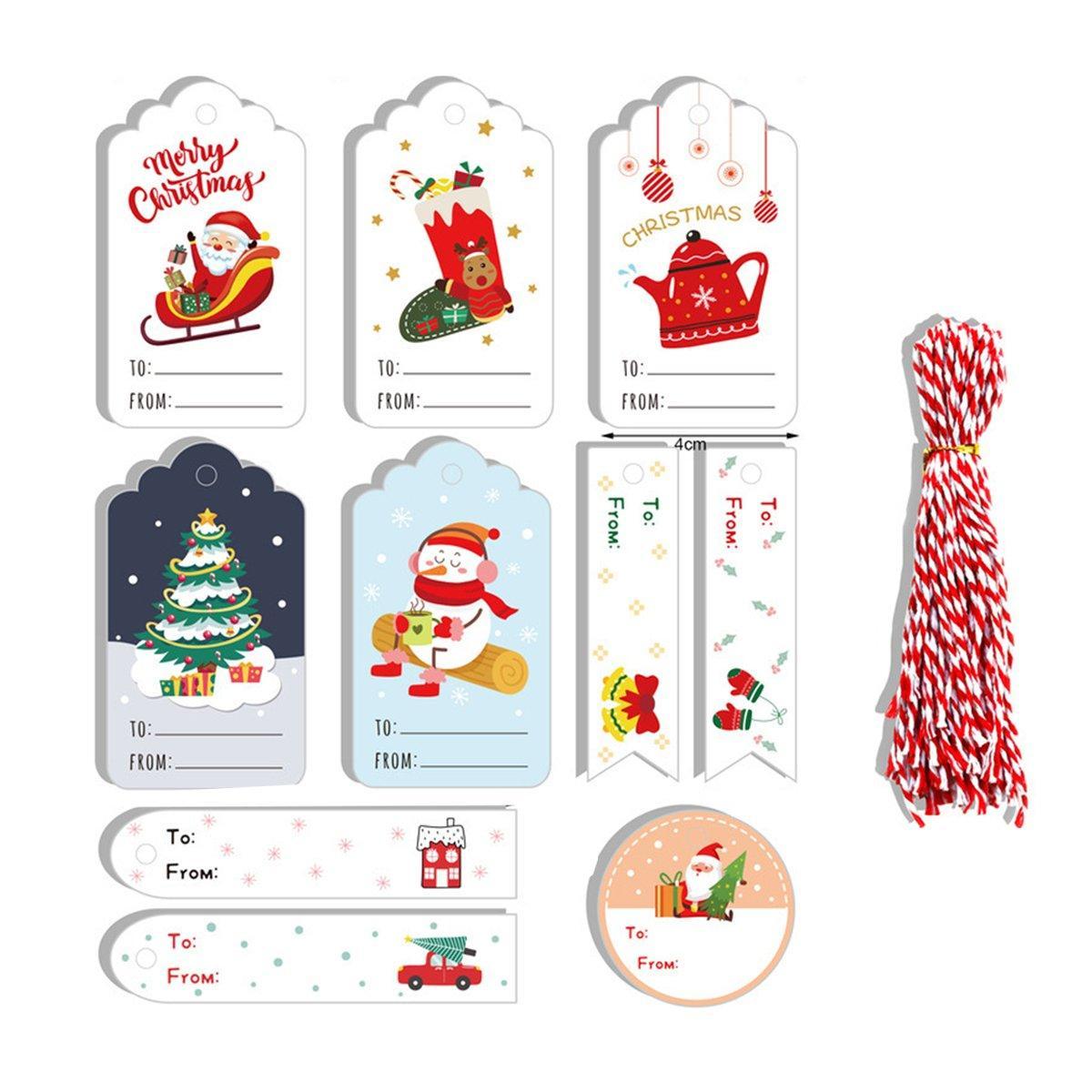 50PCS Christmas Kraft Paper Gift Tags Vintage Holiday Party Card Packaging Decor - 6