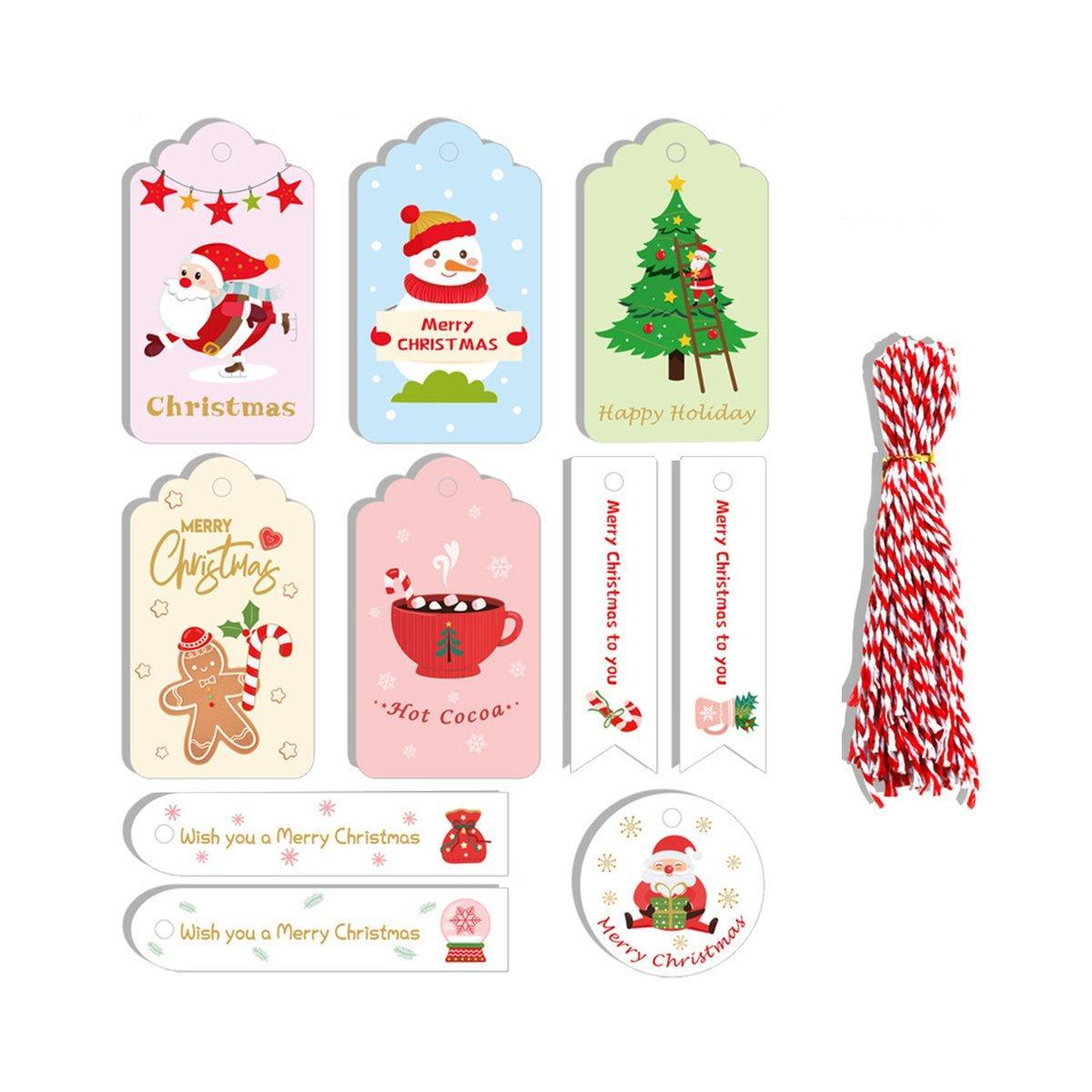 50PCS Christmas Kraft Paper Gift Tags Vintage Holiday Party Card Packaging Decor - 6
