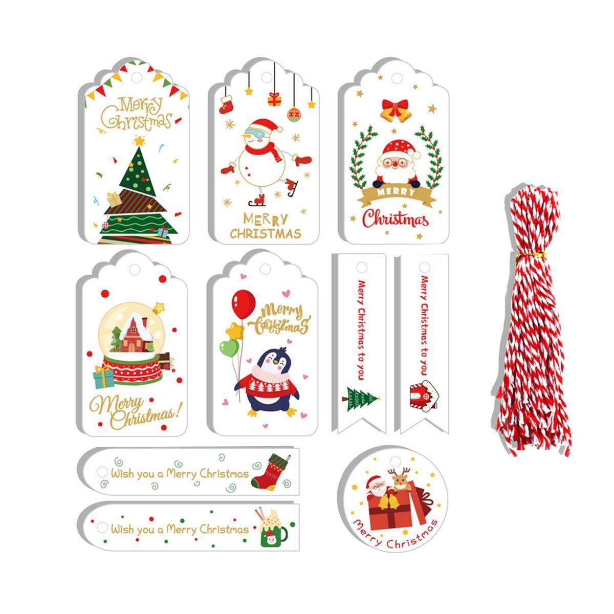 50PCS Christmas Kraft Paper Gift Tags Vintage Holiday Party Card Packaging Decor - 6