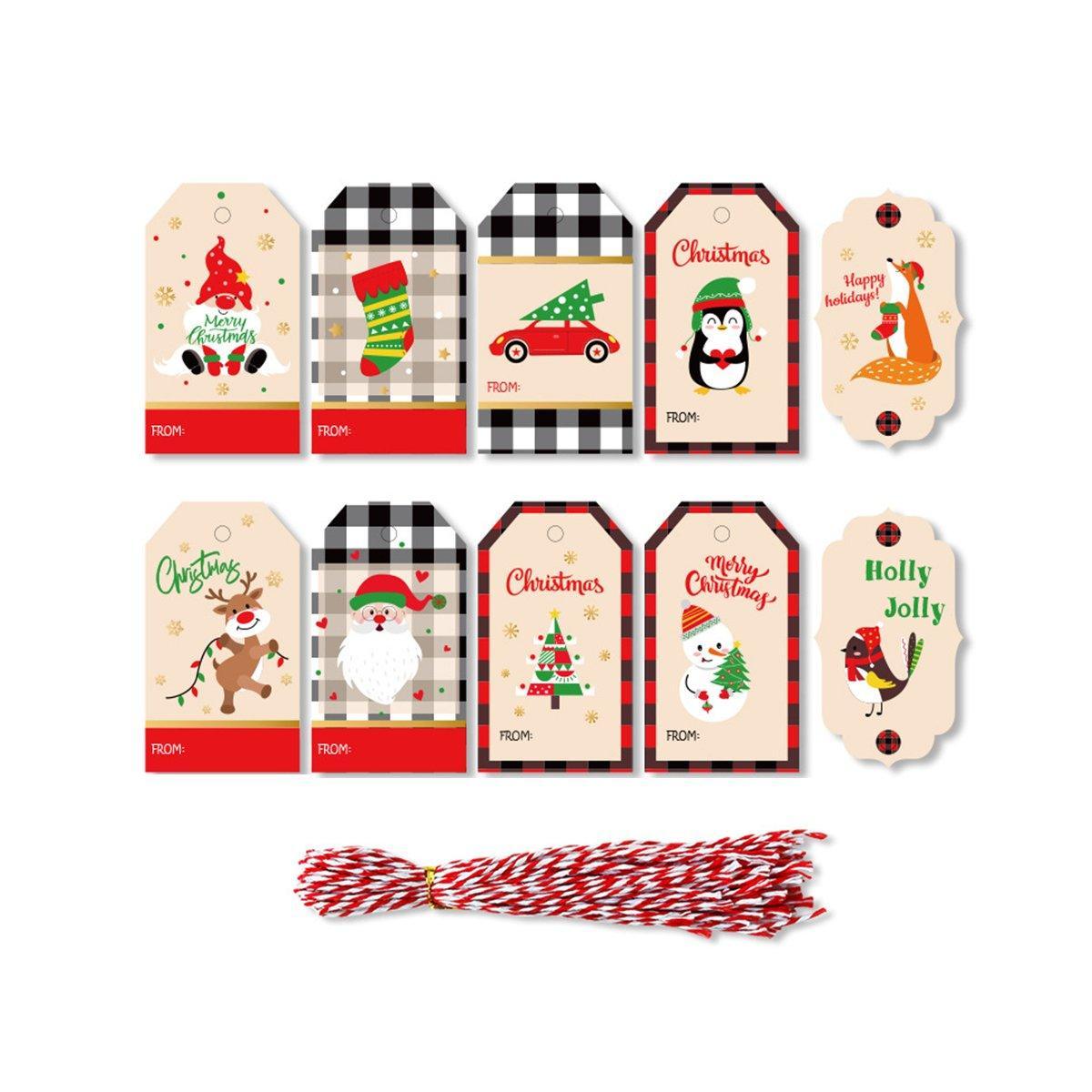 50PCS Christmas Kraft Paper Gift Tags Vintage Holiday Party Card Packaging Decor - 6