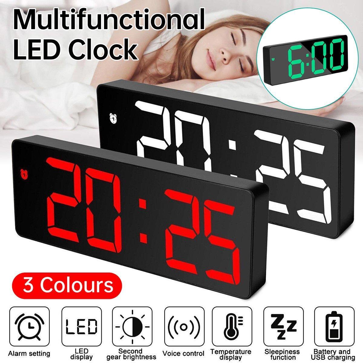 LED Digital Alarm Clock Large Display Dual Power Options Home Office ...