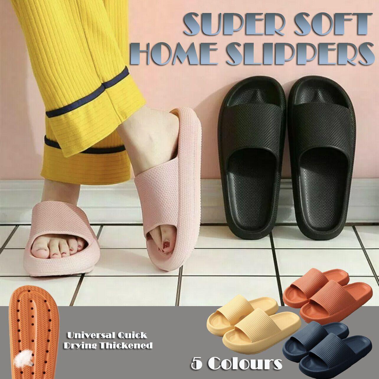 Ultra-Soft Pillow Slides EVA Slippers for Indoor Outdoor Use – Thick Anti-Slip Sole - Blue 44-45