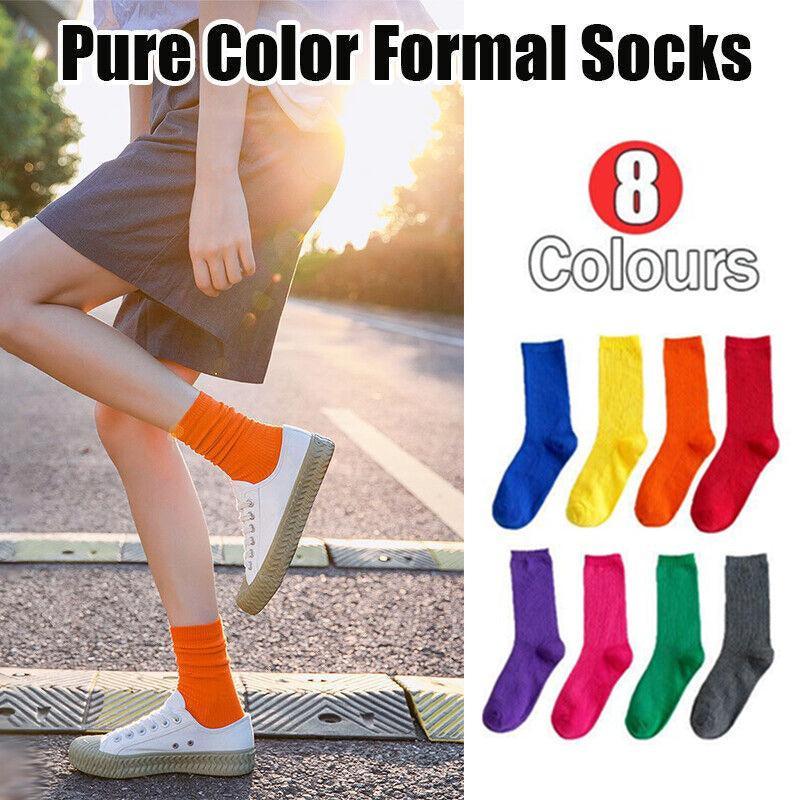 Olid Pure Colour Formal Socks Cotton Fashion Casual Breathable Crew Socks - Grey 4 Pairs