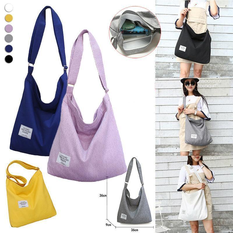 Womens Large Canvas Handbag Ladies Travel Messenger Shoulder Bag Hobo Tote Purse - Pink
