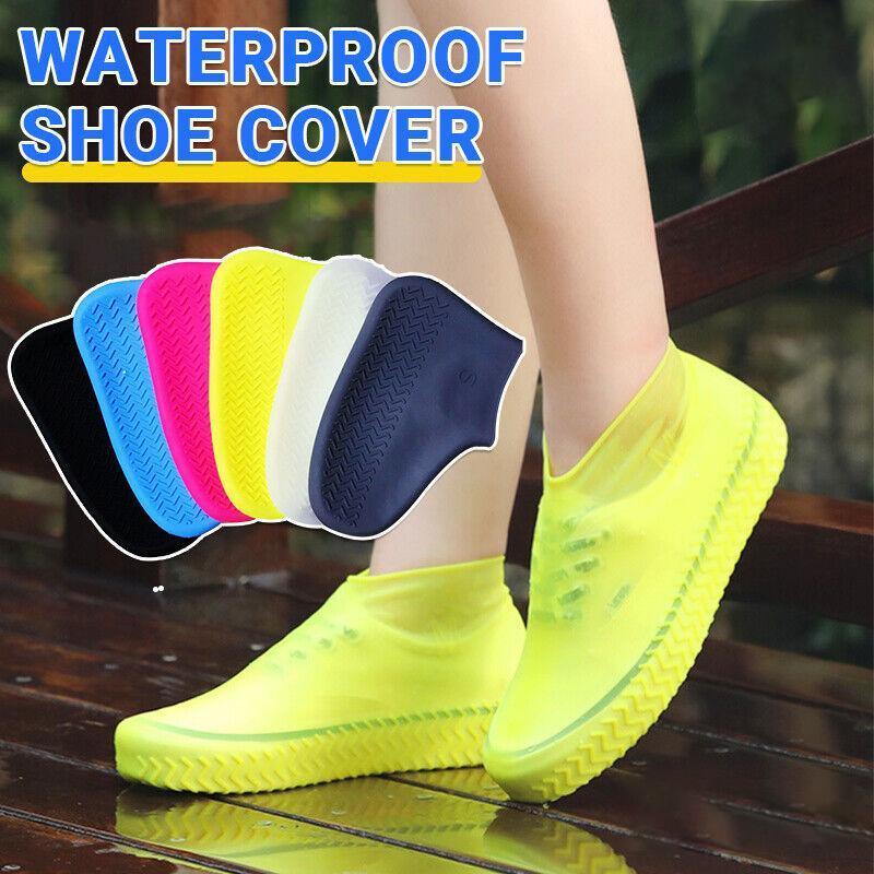 Shoe Cover Waterproof Silicone Non Slip Rain Water Rubber Foot Boot Overshoe L Size - Grey