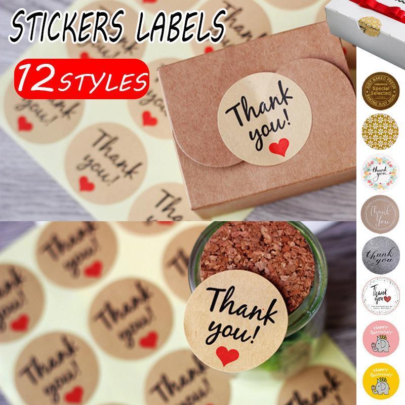UP TO 80PCS Stickers Labels Thank You Stickers Gift Wrapping Craft Scrapbook DIY - 12*5PCS Style 12