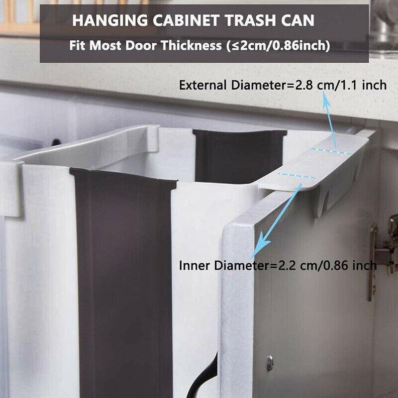 9L Hanging Bin Wall Mounted Folding Waste Bin Kitchen Dining Cabinet Trash Can - White