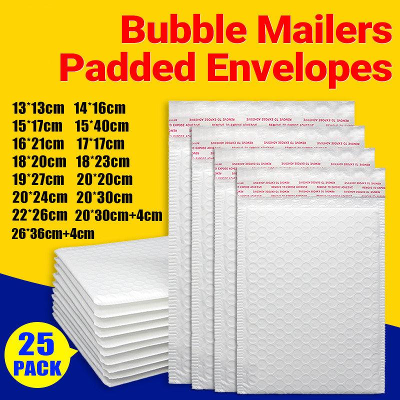 25PCS Poly Bubble Mailers Envelope Padded Bag White Cushioned Satchel 15 Sizes - 25PCS-14*16CM
