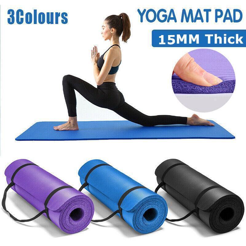 15mm Thick Yoga Mat Pad NBR Nonslip Exercise Fitness Pilate Gym Durable - Purple 15mm Thick Yoga Mat Pad NBR Nonslip Exercise Fitness Pilate Gym Durable - Purple