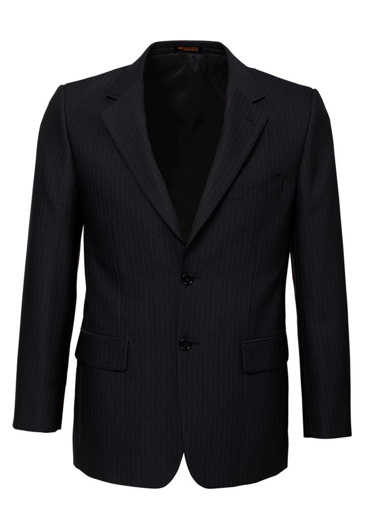 Mens Suit Jacket 2 Button Pinstripe Business Work Blazer Fully Lined - Black - 92