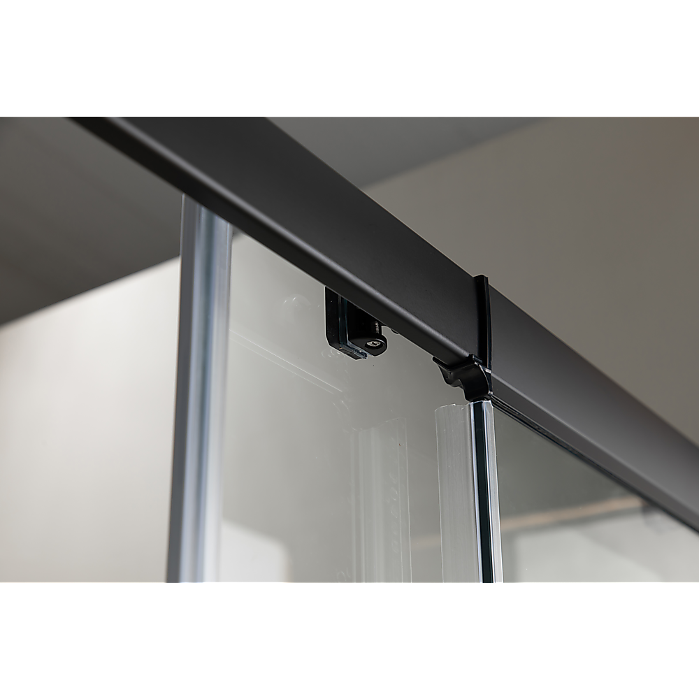 150mm Adjustable (2000x920mm) Single Door Corner Sliding Glass Shower Screen in Black