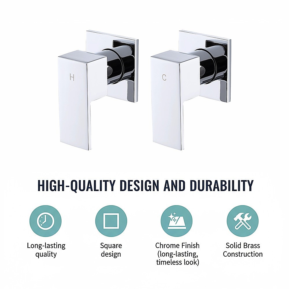 Bathroom Shower Bath Hot and Cold Square Mixer WATERMARK Certified in Chrome