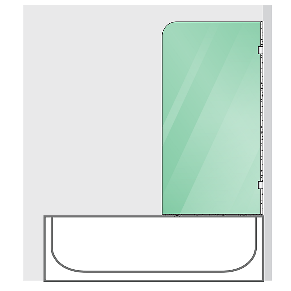 70cm Frameless Glass Bath Screen with Wall U-Bracket - Nickel