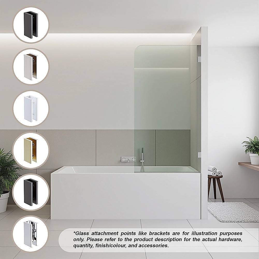 70cm Frameless Glass Bath Screen with Wall U-Bracket - Nickel