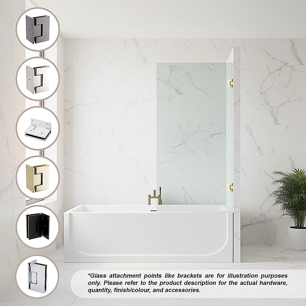 70cm Frameless Swing Bath Screen – Brushed Gold Hardware with Stainless steel hinge for Modern Bathrooms