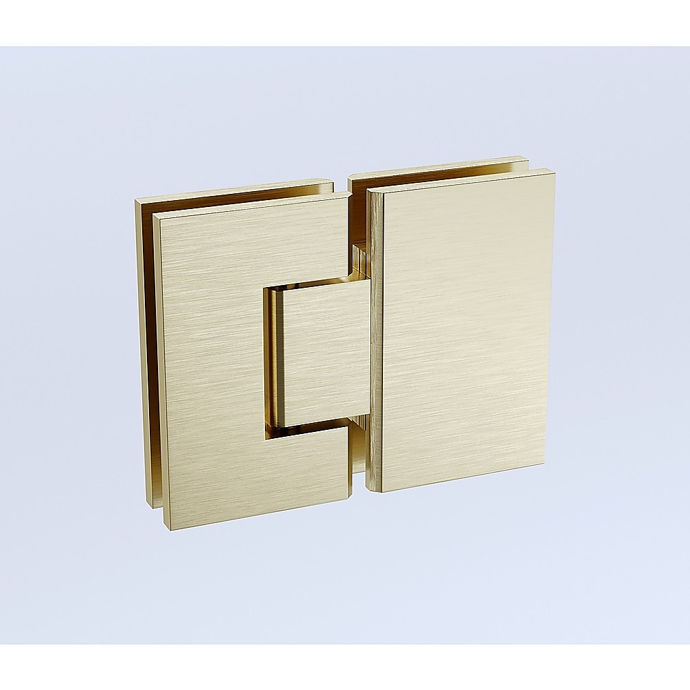 90cm Wall to Wall Frameless Shower Screen – Gold Wall F-Brackets with SS Hinges & Square Knob Handle