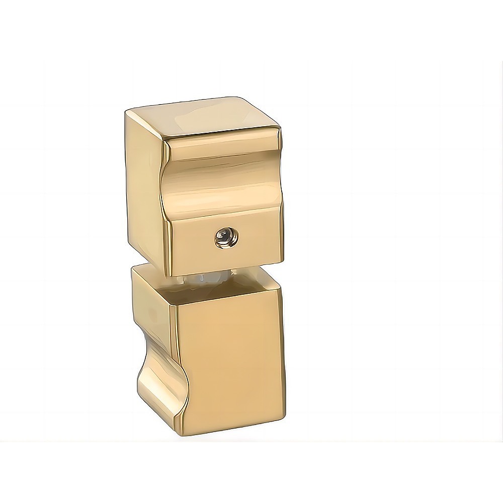 90cm Wall to Wall Frameless Shower Screen – Gold Wall F-Brackets with SS Hinges & Square Knob Handle