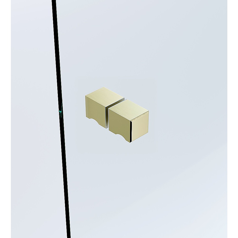 90cm Wall to Wall Frameless Shower Screen – Gold Wall F-Brackets with SS Hinges & Square Knob Handle