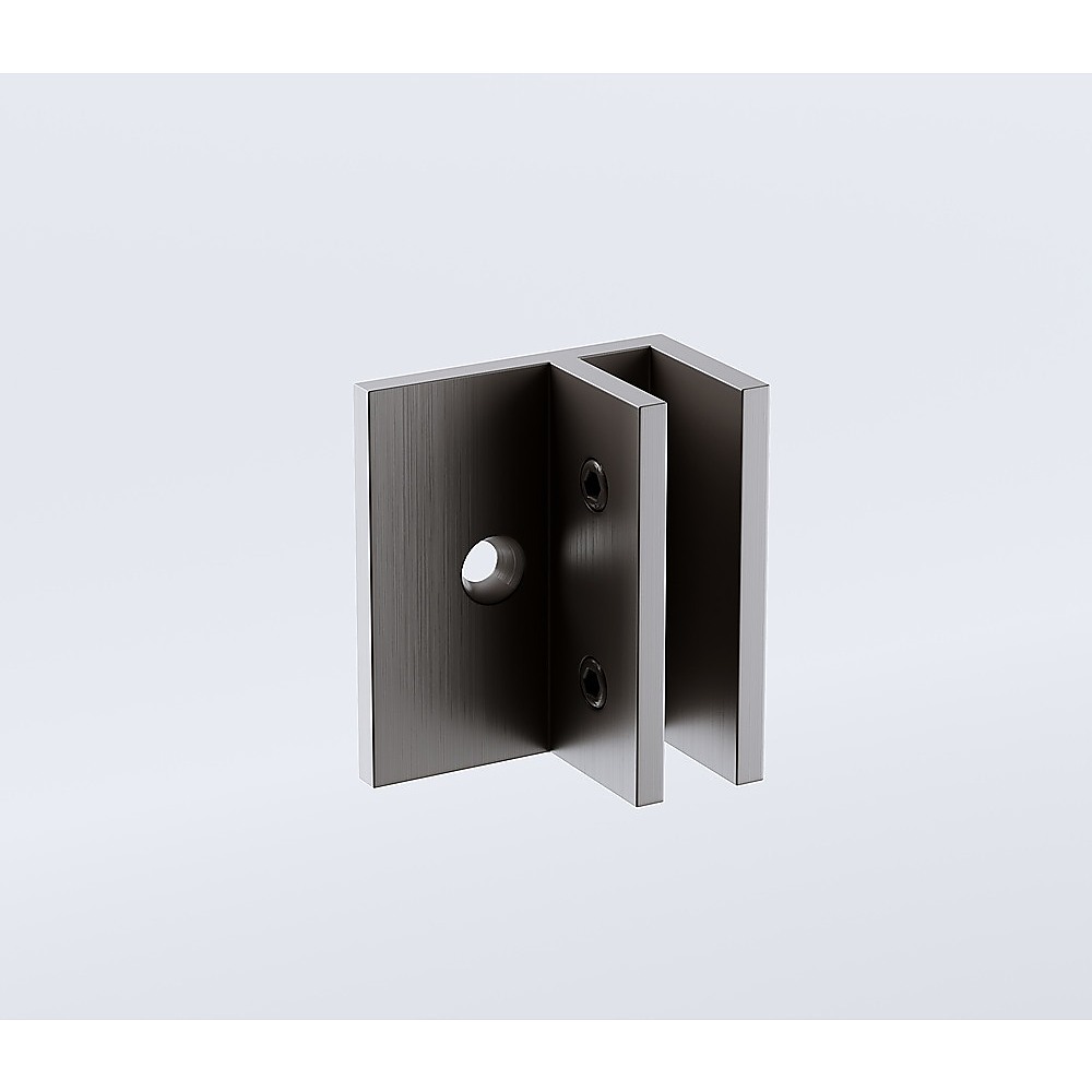 120cm Wall to Wall Frameless Shower Screen – Gunmetal Wall F-Brackets with SS Hinges & Round Knob Handle