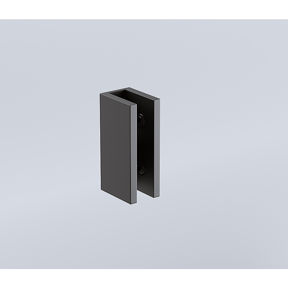 90cm Wall to Wall Frameless Shower Screen – Black Wall U-Brackets with SS Hinges & Square Double Pull Handle