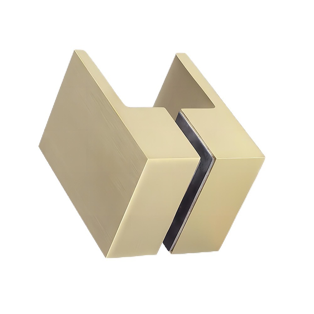 100cm Wall to Wall Frameless Shower Screen – Gold Wall F-Brackets with SS Hinges & Square Double Pull Handle
