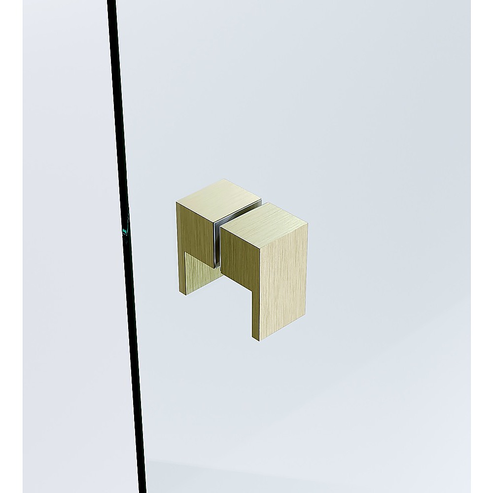 120cm Wall to Wall Frameless Shower Screen – Gold Wall F-Brackets with SS Hinges & Square Double Pull Handle